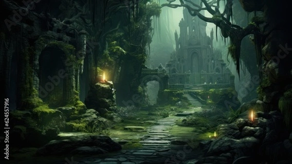 Fototapeta Role Playing Game Landscape with secret unknown places Artwork