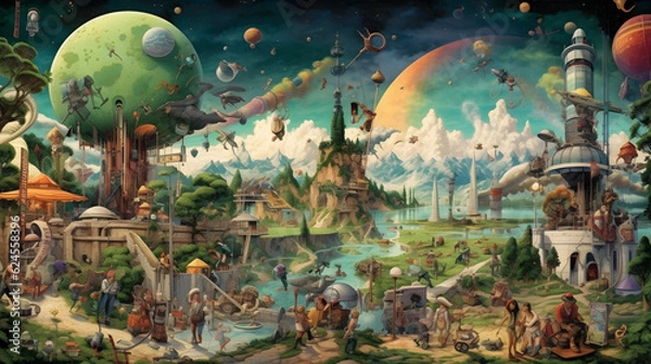 Fototapeta Abstract psychedelic art from a unreal world in another dimension at Universum, generative ai, ki, generative