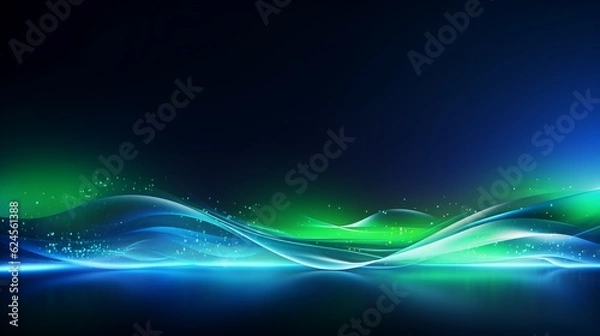 Obraz abstract futuristic background portal tunnel with pink blue and green glowing neon moving high speed wave lines and glare lights. Data transfer concept Science style wallpaper 
