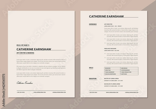 Obraz Simple Minimalist Modern Resume with Cover Letter