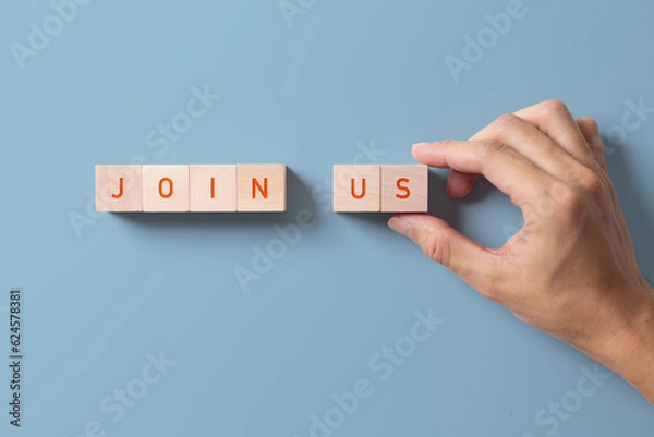 Obraz Job recruiting advertisement. represented by 'JOIN US' texts on the block.