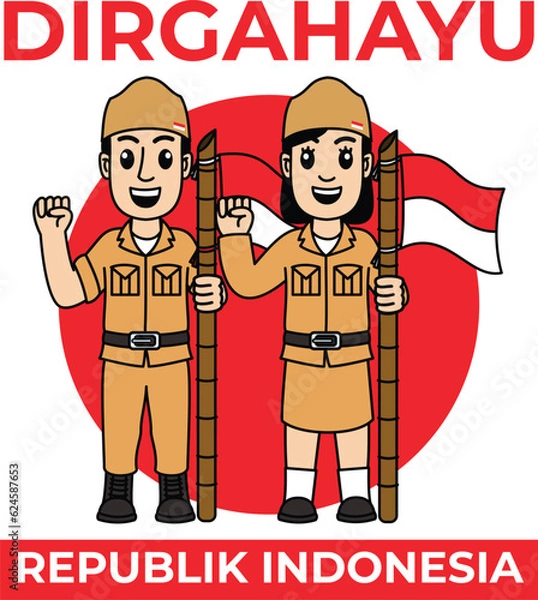Obraz happy indonesian independence day design vector