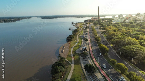 Fototapeta Vista aérea Orla do Guaíba em Porto Alegre no Rio Grande do Sul