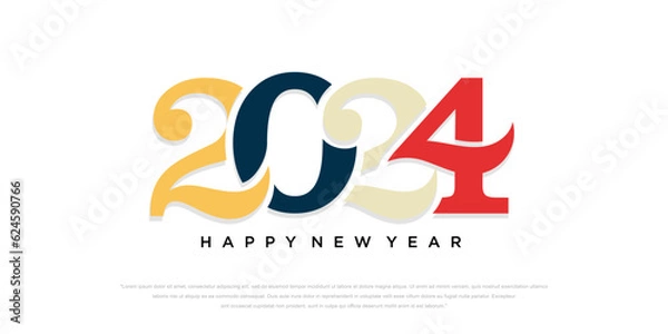 Fototapeta 2024 Happy New Year logo text design. 2024 number design template. Vector illustration.