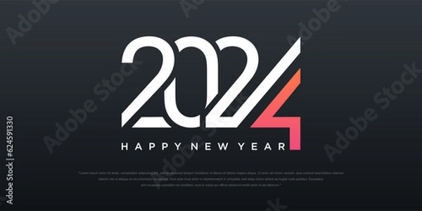 Obraz 2024 Happy New Year logo text design. 2024 number design template. Vector illustration.