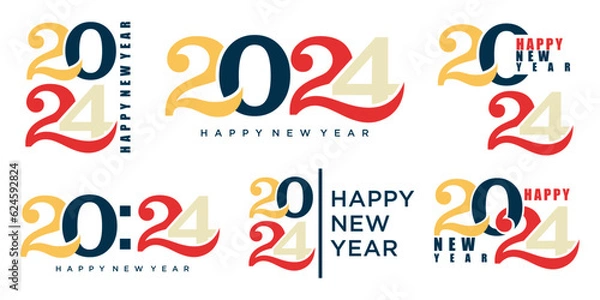 Fototapeta 2024 Happy New Year logo text design. 2024 number design template. Vector illustration.