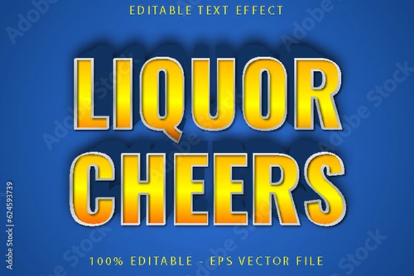 Fototapeta Liquor Cheers Editable Text Effect Cartoon Style
