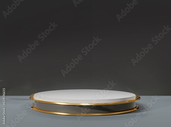 Obraz Luxurious 3D Podium: Realistic Display for Showcasing High-end Products in Black and Gold