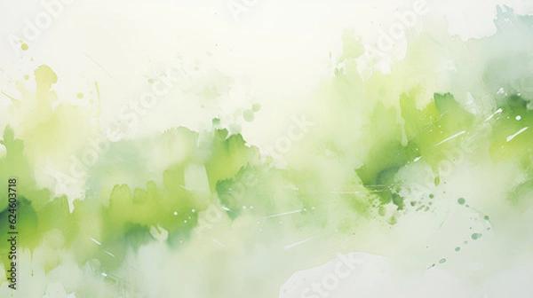 Fototapeta green abstract watercolor hand painted background imge | Generative AI
