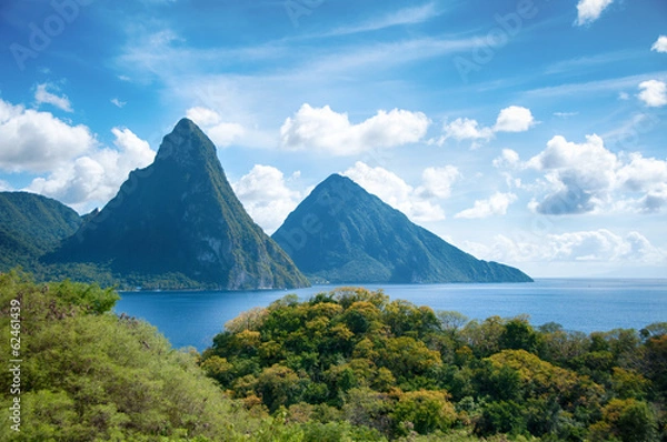 Obraz Panorama Pitons w Saint Lucia na Karaibach
