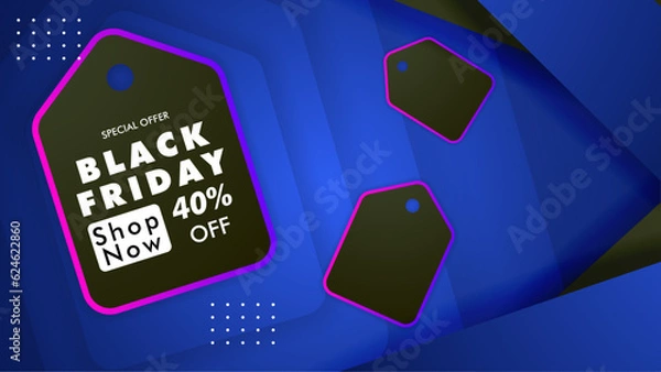 Fototapeta Black Friday Sale banner, poster or flyer design with black and red helium balloons on white background. Trendy modern design template for advertisement, social and fashion ads. Vector illustration