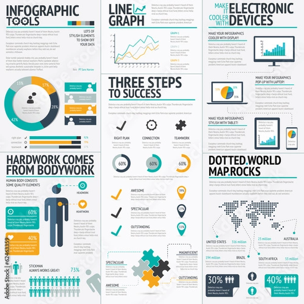 Fototapeta Modern fresh colored business infographic vector elements