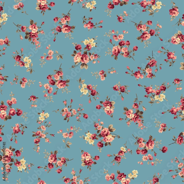 Fototapeta An old-fashioned rose flower pattern perfect for textiles,