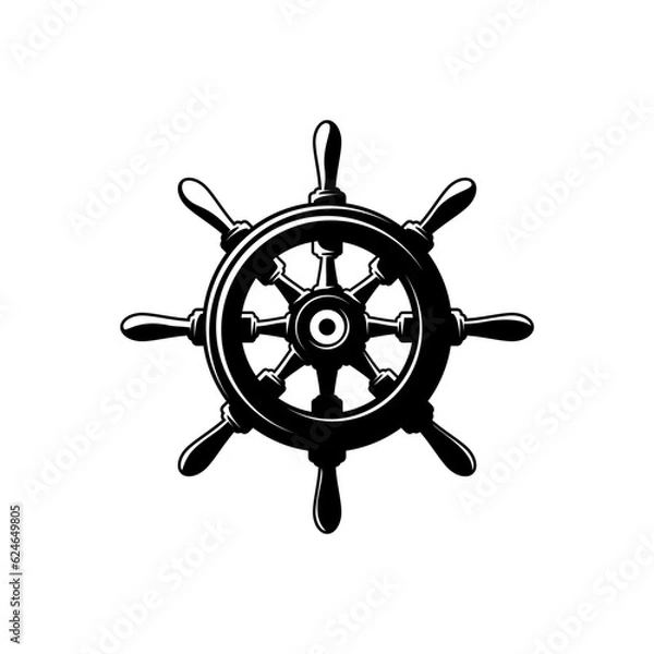 Fototapeta ship wheel rudder design vector on white background	