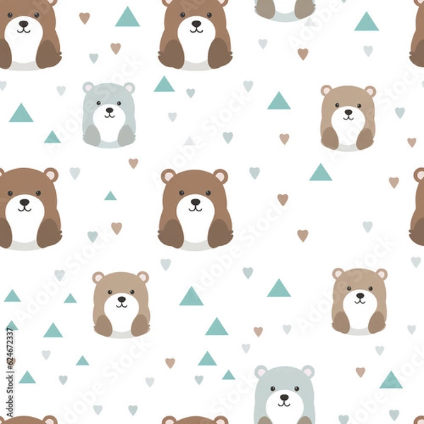 Fototapeta cute bears pattern seamless on white background. generative ai.