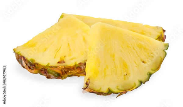 Fototapeta Slices of tasty ripe pineapple isolated on white
