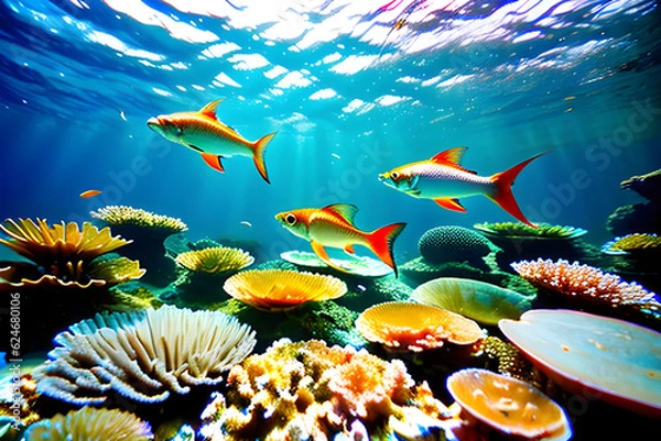 Obraz fish and coral. Generative AI