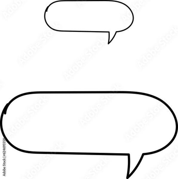 Fototapeta Speech bubbles hand drawn sketch vector image. Vector set hand drawn chat bubble.