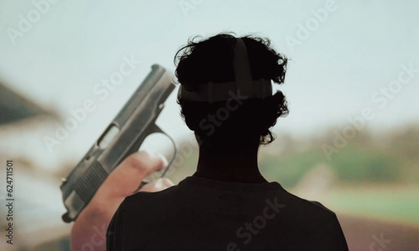 Obraz Chico con gafas de realidad virtual