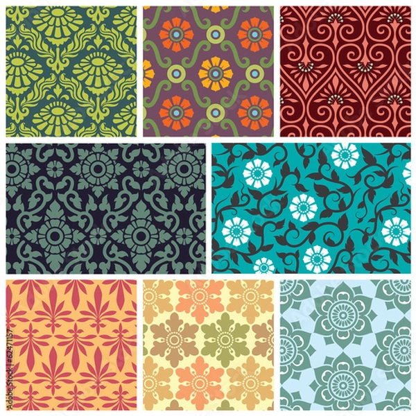 Fototapeta floral pattern collection, pattern swatches included