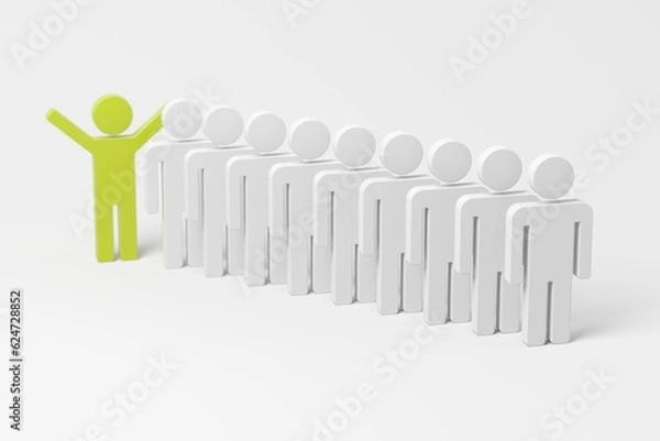 Fototapeta Different person in a crowd. Unique individuality concept