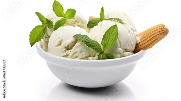 Obraz ice cream in a bowl on white background