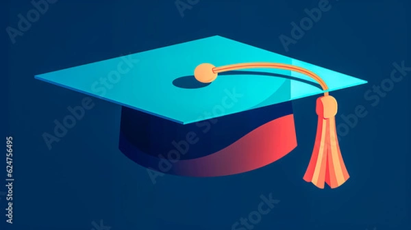 Fototapeta Graduation cap isolated on dark background, generative AI.