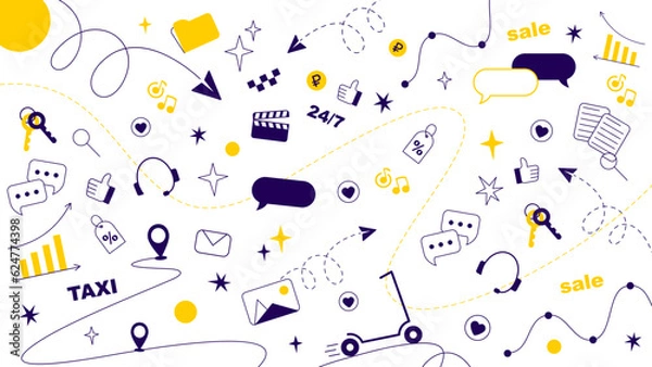 Fototapeta Vector background. Wallpaper for web page. Pattern for social networks, marketplaces, online services.