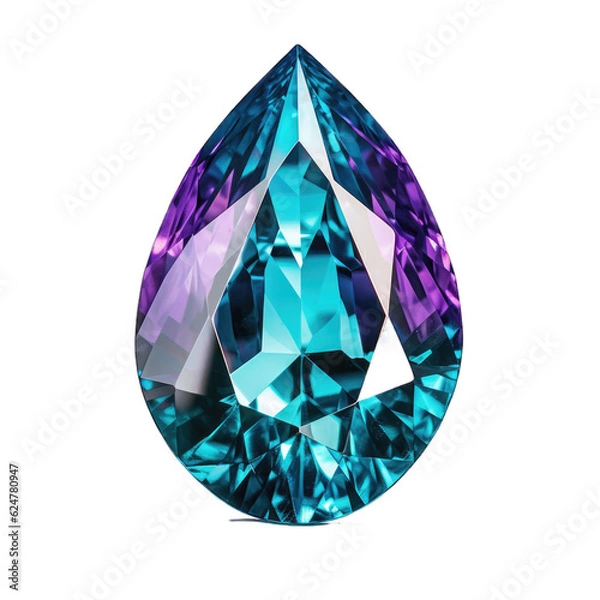 Fototapeta Alexandrite gem isolated on transparent background. Generative AI