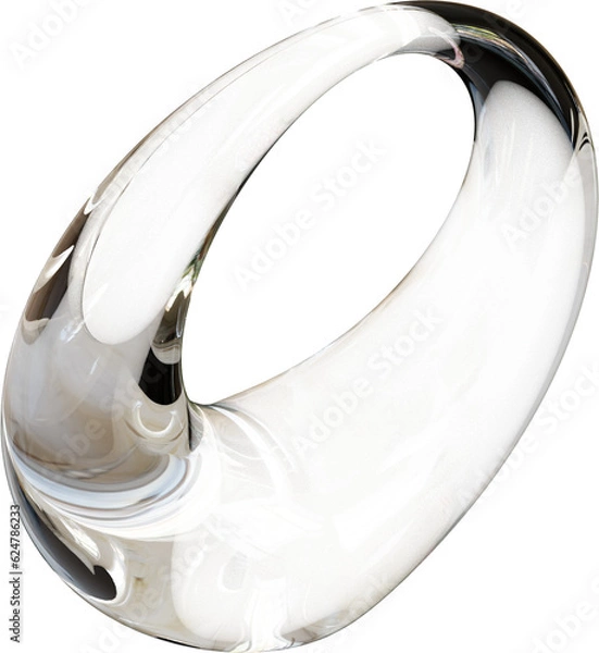 Fototapeta 3d rendering. Abstract geometric shapes illustration. Modern minimal glass objects isolated on transparent background