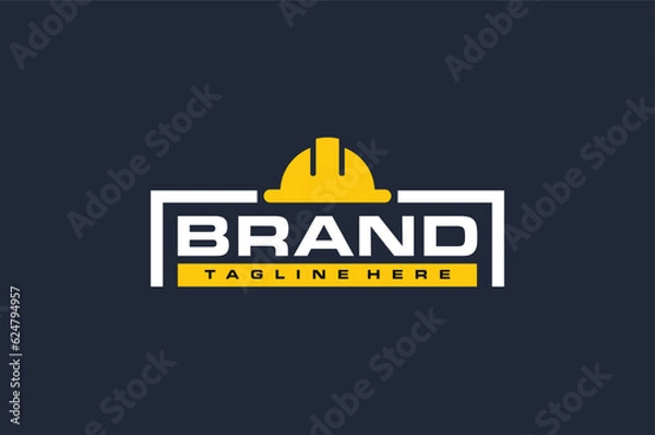 Fototapeta construction helmet logo text box