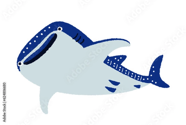 Obraz 斜め下から見たジンベエザメの手描きイラスト