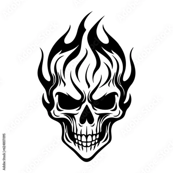 Obraz Skull with flames, burning skull, fire skull icon