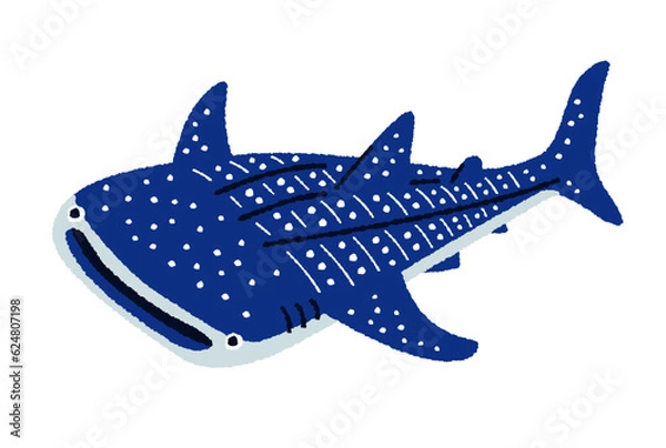 Obraz 斜め上から見たジンベエザメの手描きイラスト