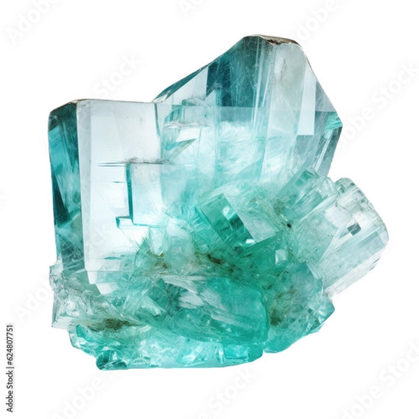 Fototapeta Aquamarine gem isolated on transparent background. Generative AI