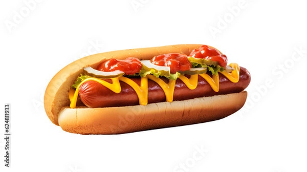 Fototapeta a delicious Hotdog with ketchup and mustard