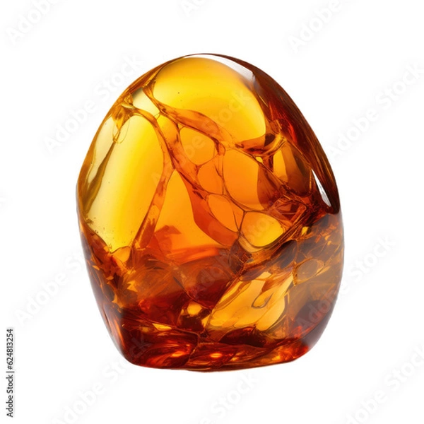 Fototapeta Amber gem isolated on transparent background. Generative AI
