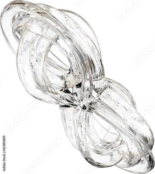 Fototapeta 3d rendering. Abstract geometric shapes illustration. Modern minimal glass objects isolated on transparent background