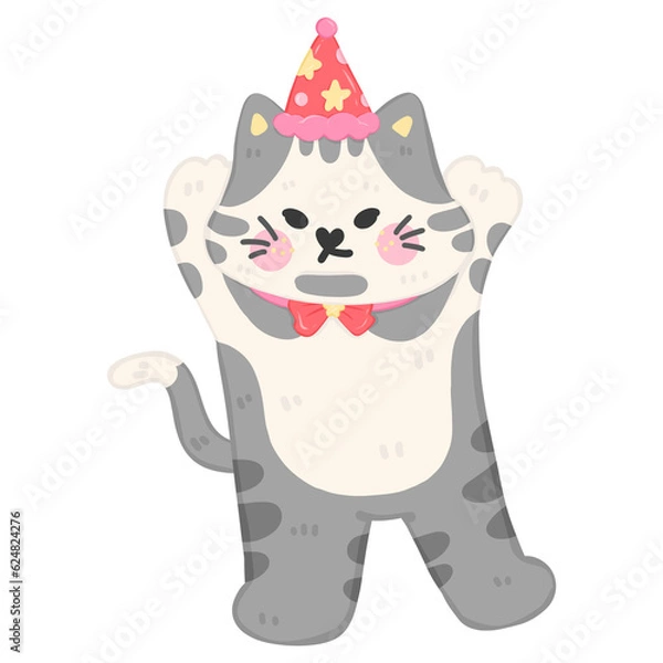 Obraz Cat cartoon  dance on the party 