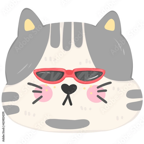 Obraz cat with red sunglasses