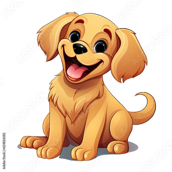 Obraz Cute smiling Golden Retriever, cartoon style