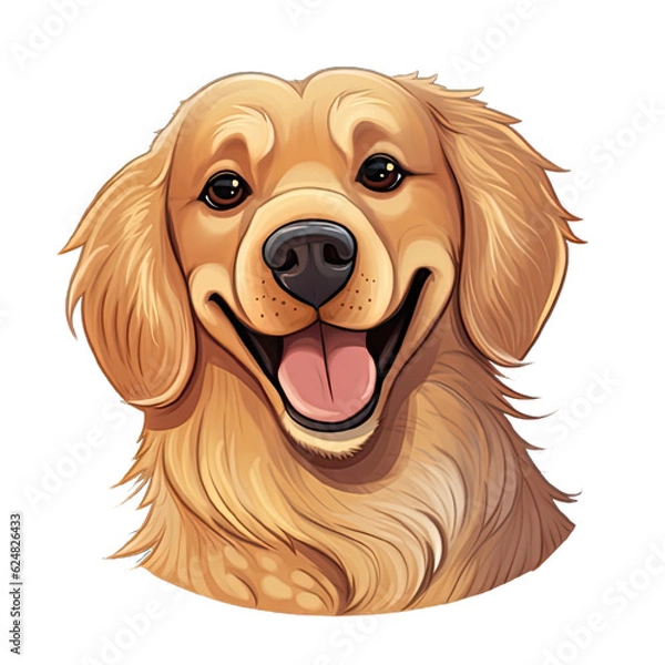 Obraz Cute smiling Golden Retriever, cartoon style
