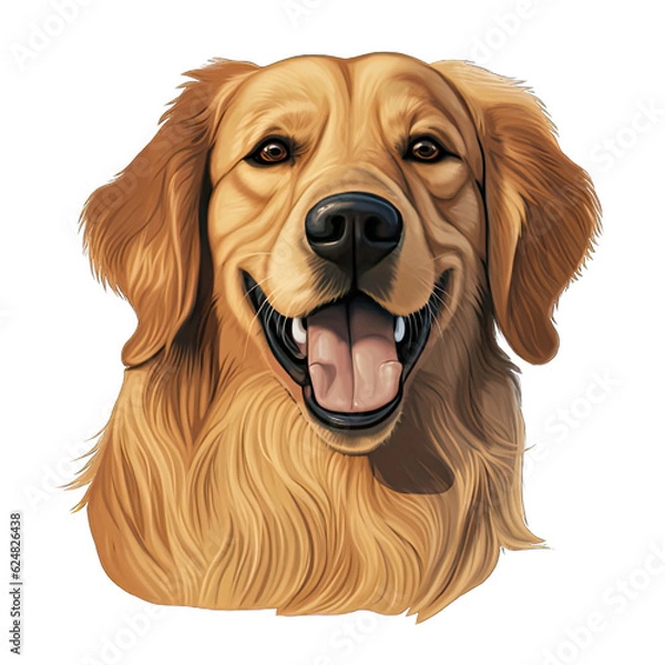 Obraz Cute smiling Golden Retriever, cartoon style