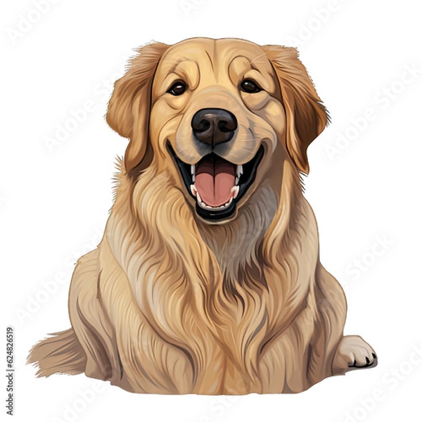Obraz Cute smiling Golden Retriever, cartoon style
