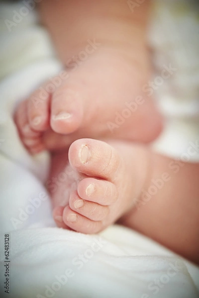 Fototapeta Feet of newborn