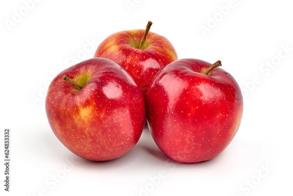Fototapeta Shiny red apples, isolated on white background.