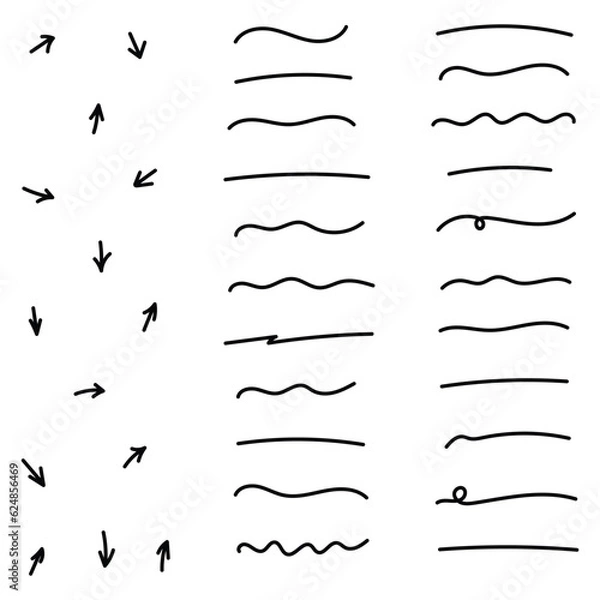 Fototapeta Hand Drawn Simple Arrows And Underlines Set