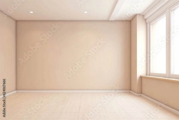 Fototapeta Minimalistic beige empty room. Generative AI