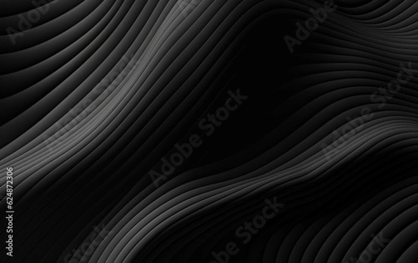 Obraz Gradient black background with wavy lines