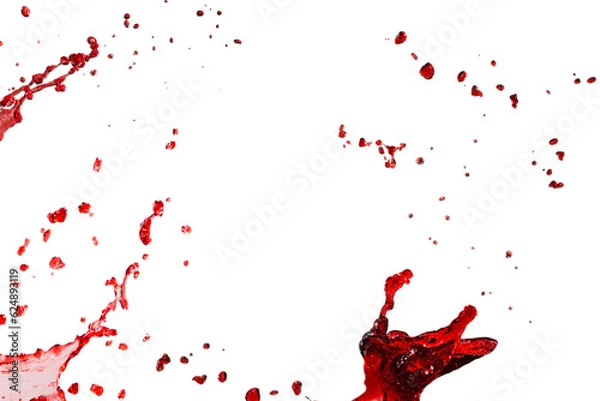 Fototapeta Red splashes isolated on white background.